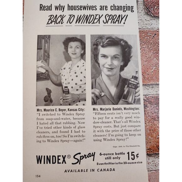 1950 Windex Read Why Happy Housewives Are Switching Back to Windex Vtg Print Ad - Picture 4 of 7
